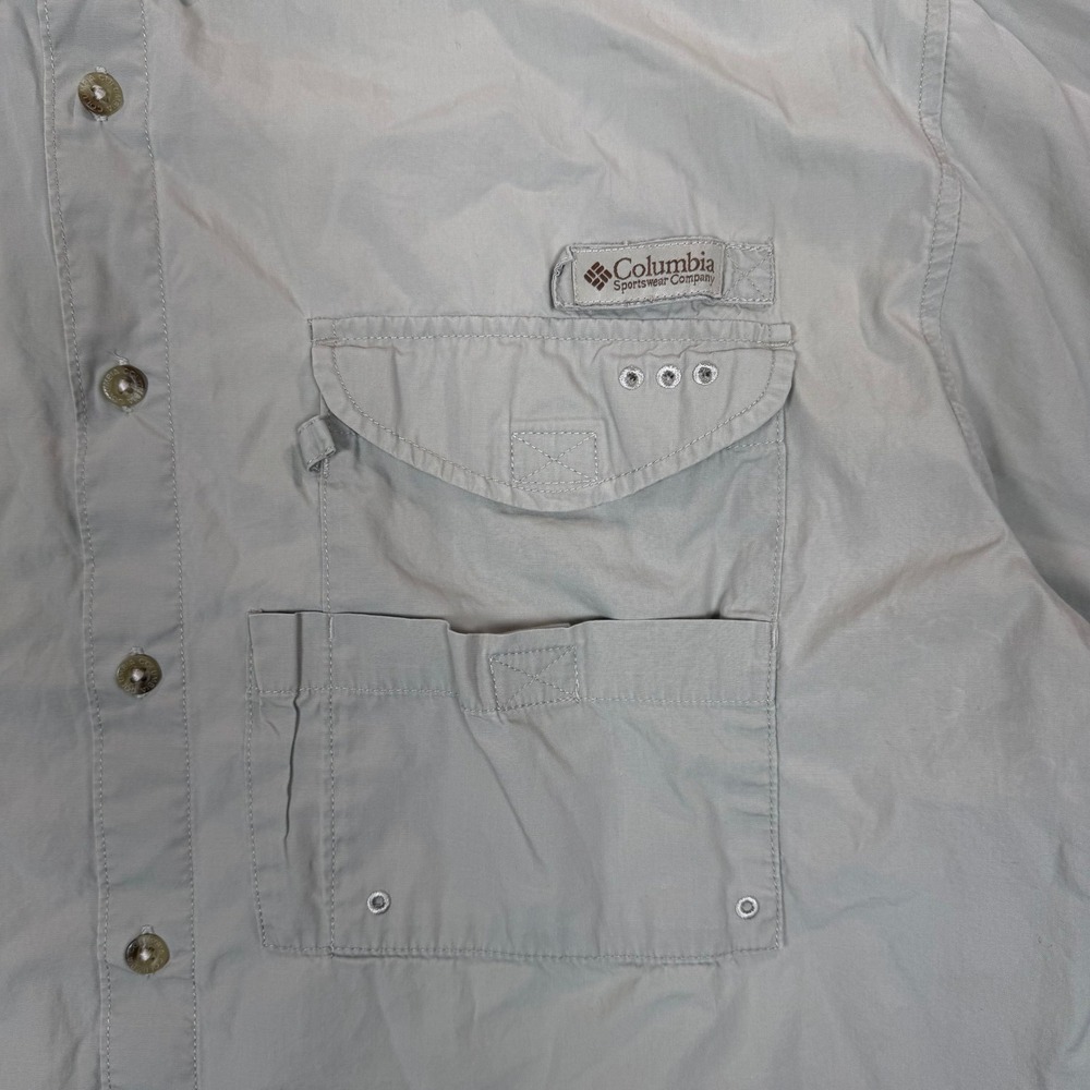 Columbia PFG Mens Medium Tan Short Sleeve Vented Fishing Shirt Cotton Bahama - Picture 5 of 10